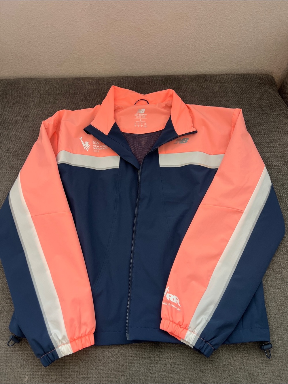 New Balance Navy and Coral Athletic Windbreaker Jacket
